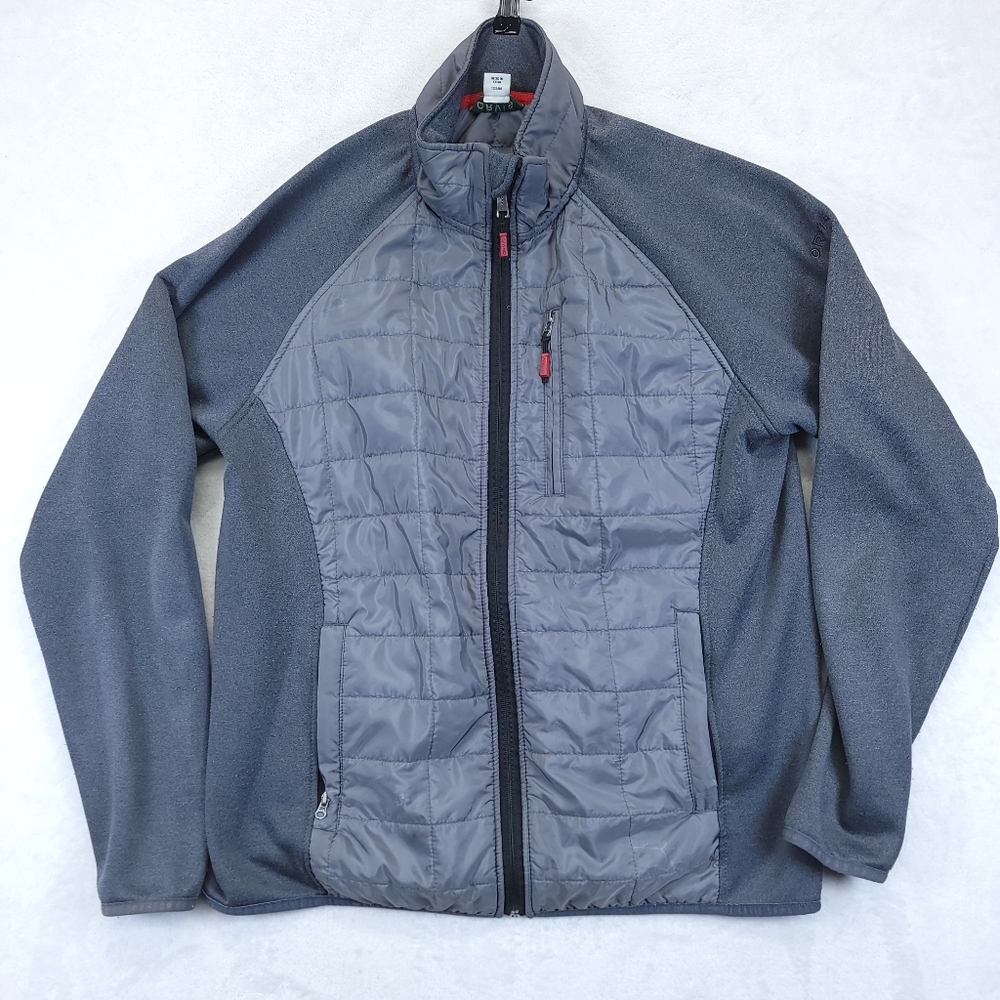 Orvis Mixed Media Stretch Quilted Full Zip Hybrid Jacket Gray Coat Size M